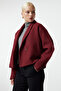 Bordo Oversize Yünlü Kısa Ceket Kaban TWOAW25KB00047