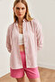Women's Fuchsia Bat Striped Oversize Linen Shirt Gml- 19001235 - 6