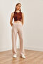 Women's Stone Thick Ribbed Modal Button Palazzo Pants Pnt- 19000288 - 3