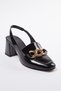 Black Chain Detailed Women's Classic Balanced Block Heeled Shoes Takaw25To00002 - 5