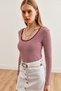 Women's Striped Burgundy Double-Sided Wearable Flexible Blouse Blz-19002707 - 2