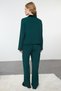 Emerald Green Velvet Collar Detail Viscose Woven Pajamas Set Thmaw25Pt00134 - 5