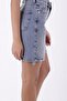 Double Layered Regular Waisted with Pockets and Unlined Mom Fit Women's Jeans Shorts Snow Wash Blue Denim - 3