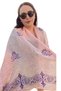 Pink Color Cotton Patterned Handmade Shawl Scarf - 4