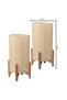 Set of 2 Wooden Lampshade Cream Wicker Modern Stylish Bedroom Living Room Table Lamp - 2