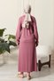 Women's Sleeve Detail Double Breasted Neckline Ribbed Side Tie Prayer Dress - 5