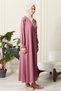 Women's Sleeve Detail Double Breasted Neckline Ribbed Side Tie Prayer Dress - 8