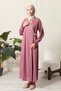 Women's Sleeve Detail Double Breasted Neckline Ribbed Side Tie Prayer Dress