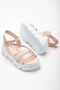 High Sole Girl's Sandal, Velcro Stone Sandal - 3