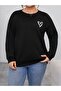Women's Heart Printed Crew Neck Sweatshirt - 4