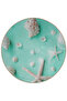 Turquoise Themed Starfish and Shell Patterned Round Woven Base Modern Decorative Carpet 6028 - 3