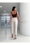 A176047 Women's Cream High Waist Denim Mom Jeans Skinny Leg Denim Pants - 2