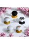 Button White Handle with Top Plate Furniture Kitchen Cabinet Drawer Cupboard Door Handle 5 Pcs - 5