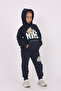 Cute teddy bear print & hooded girls' tracksuit set - 4