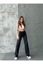 Women's Black Vintage Destro High Waist Lycra Wide Leg Palazzo Jeans - 5