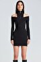 1875 Black Off-the-Shoulder Dress with Zipper on the Front