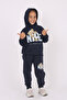Cute teddy bear print & hooded girls' tracksuit set - 3