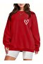 Women's Heart Printed Crew Neck Sweatshirt