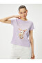 Rabbit Printed T-Shirt Short Sleeve Crew Neck Cotton - 2