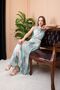 Water Green Salmon and White Patterned Pleated Dress - 2