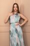 Water Green Salmon and White Patterned Pleated Dress - 6
