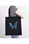 Black canvas butterfly tote bag, canvas bag, shopper bag