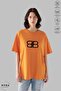 Unisex Crew Neck Letter B Printed Cotton Oversize Short Sleeve T-Shirt - 4