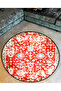 Mira Round Red Beige Ethnic Patterned Woven Base Decorative Carpet 4863 - 3