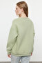 Mint Kalın İçi Polarlı Slogan Nakışlı Oversize/Rahat Kesim Örme Sweatshirt TWOAW25SW00030 - 6