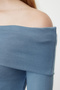 Indigo Carmen Yaka Crop/Kısa Esnek Örme Bluz TWOAW25BZ00008 - 4