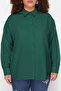 Emerald Green Boyfriend Basic Plus Size Long Sleeve Woven Shirt TBBSS22GO0319 - 4