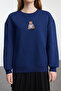Lacivert Regular/Normal Kalıp Nakışlı Kalın Örme Sweatshirt TWOAW25SW00050 - 3