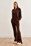 Bitter Brown Women's Tracksuit Set - Etkm- with Snap Detail 0000068 - 2