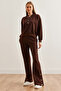 Bitter Brown Women's Tracksuit Set - Etkm- with Snap Detail 0000068 - 4