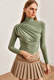 Women's Green Drape Detailed Flowy Stylish Blouse Blz- 19002712 - 3