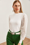 Women's Ecru Sleeve Scalloped Seasonal Viscose Blouse Blz- 19002711 - 3