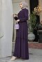 Gathered Detail Zippered Abaya - Plum - 4