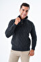 Anthracite Men's Fur Collared Short Placketed Buttoned Braided Hair Knitted Sweater Trist-5345 - 6