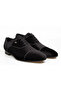 Black Color Lace-Up Velvet Genuine Leather Men's Shoes