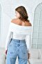 Women's Ecru Sandy Fabric Madonna Collar Long Sleeve Blouse 12252 - 3