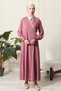Women's Sleeve Detail Double Breasted Neckline Ribbed Side Tie Prayer Dress - 4