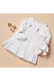 Girl's White Floral Embroidered Cotton Linen Dress