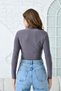 Women's Stretch Fabric Asymmetrical Cut Long Sleeve High Neck Smoked Women's Blouse 9871 - 3