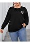 Women's Heart Printed Crew Neck Sweatshirt - 5