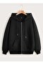 Black Women's Zippered Sweat Cardigan