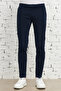 Men's Navy Blue Slim Fit Slim Fit Side Pocket Cotton Flexible Dobby Trousers