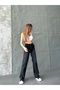 Women's Black Vintage Destro High Waist Lycra Wide Leg Palazzo Jeans - 4