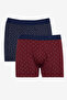 Men's Navy Blue-claret Red 2-piece Patterned Boxer Set