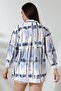 Forshe Women's Wide Placket Half Sleeve Shirt Blue - 4