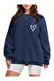 Women's Heart Printed Crew Neck Sweatshirt